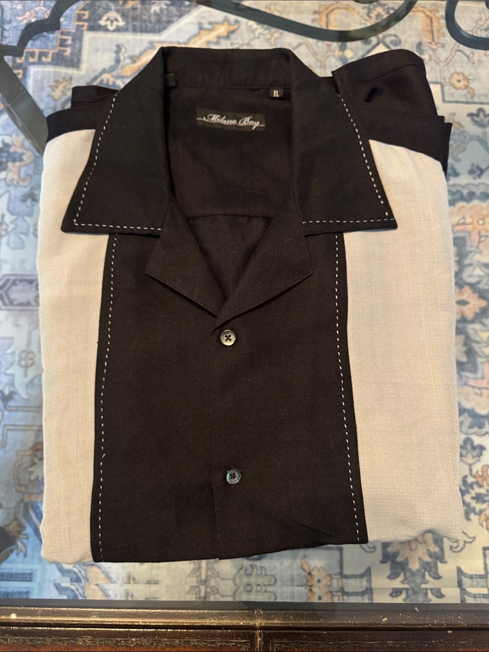 Milano Bay Black Collared Button-Up Shirt